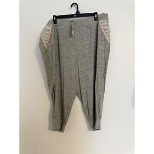 Cacique Simply Gray Striped‎ Trim Lounge Pants Plus Size 26/28 Crop Casual